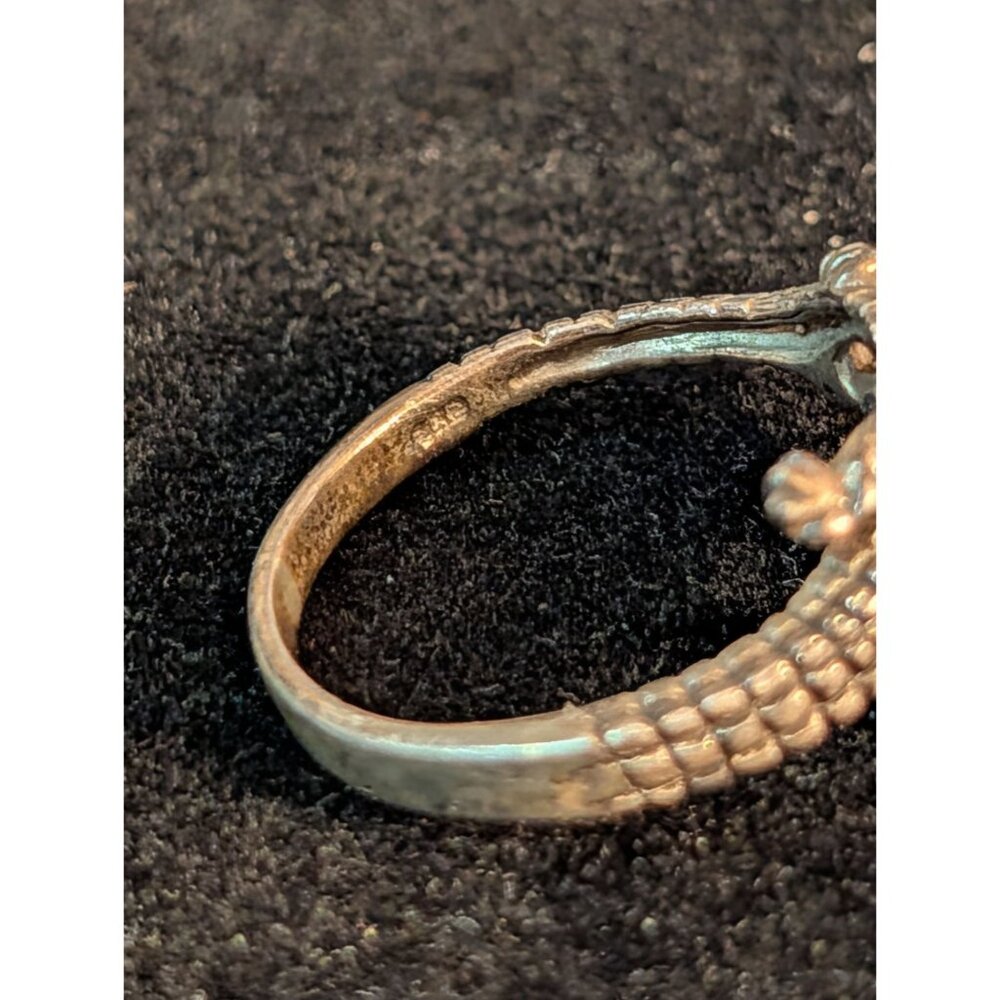Sterling Silver Alligator Bypass Ring Sz 6.5 Textured Crocodile Design - Picture 14 of 15